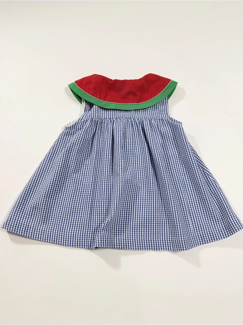Vintage Samara Watermelon Collar Blue Gingham Dress 24M 90s